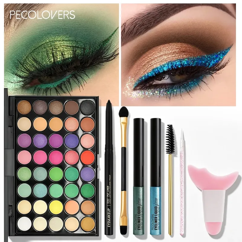 8PCS Face Set Multi-color Eye Shadow Plate+eye Black+eyeliner Pen+makeup Tools Waterproof and Durable Halloween Makeup