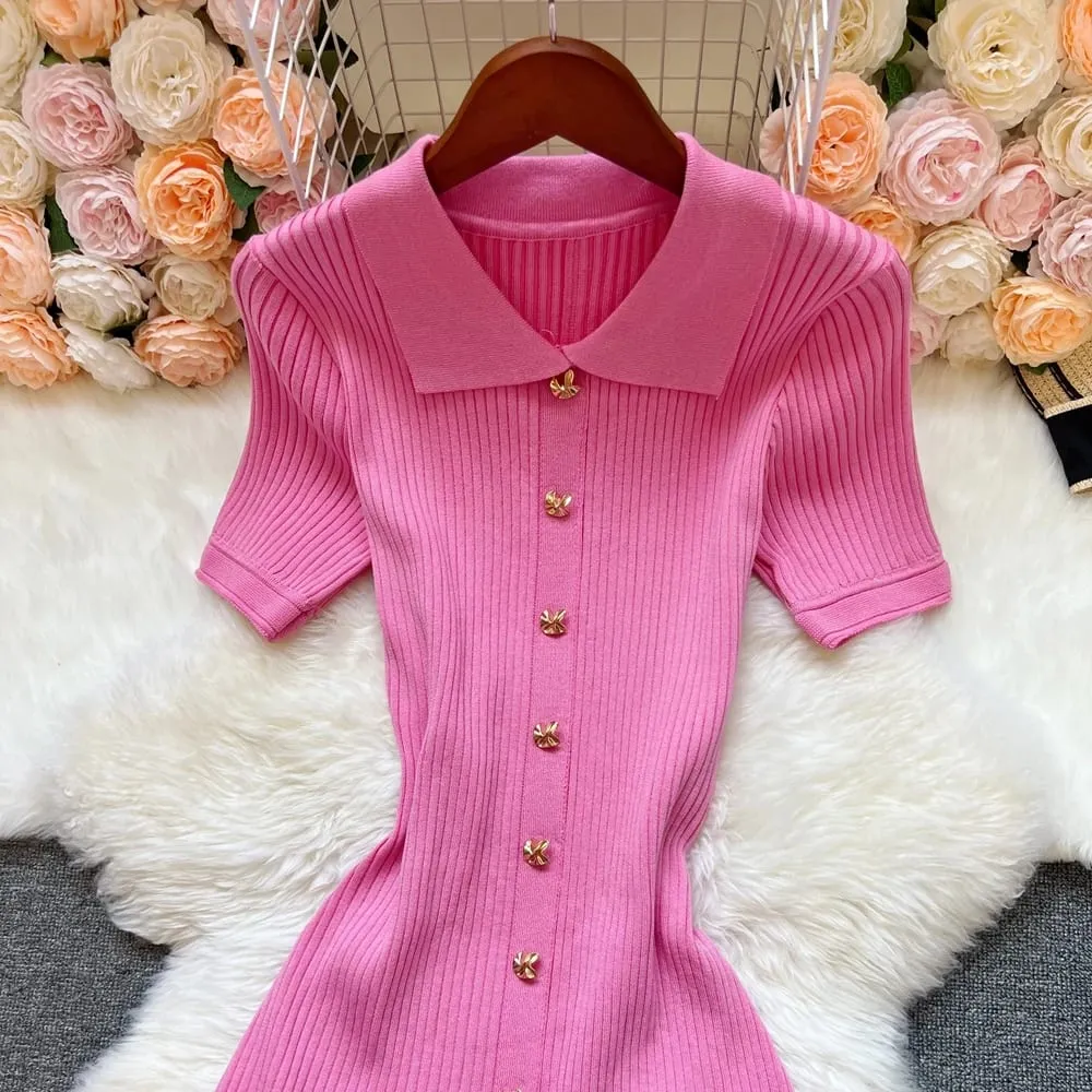 YuooMuoo Brand Fashion Elegant Patchwork Knitted Long Dress Spring Summer Women Luxury Shirt Sweater Dress Lady Party Vestido — image 5