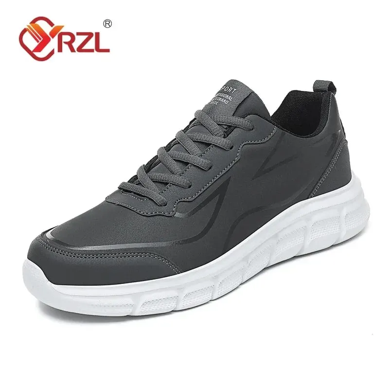 Black Running Shoes Leather Waterproof Athletic Sneakers Men Wear-resistant Men Walking Sport Shoes Comfortable Men Shoes — image 3
