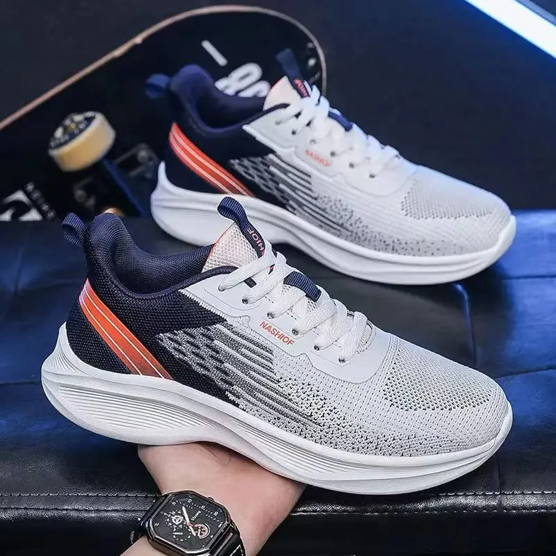 Men's Shoes Lightweight Sports Running Casual Fly Woven Mesh Soft Sole Sneakers Breathable Fashion Trendy Shoes for Teenagers