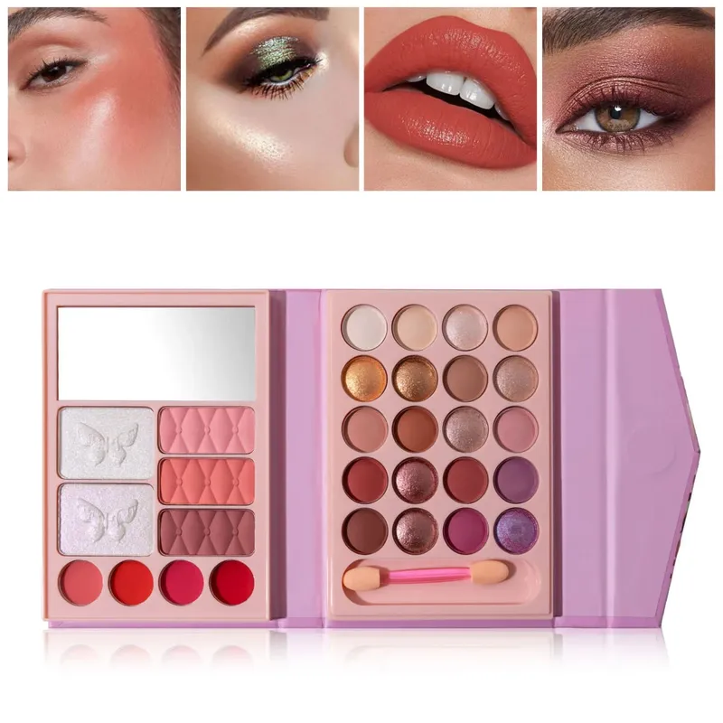 Professional Multifunctional All-in-One Makeup Palette with Matte Shimmery Lipstick Blush Contour Highlighter Makeup Cosmetics