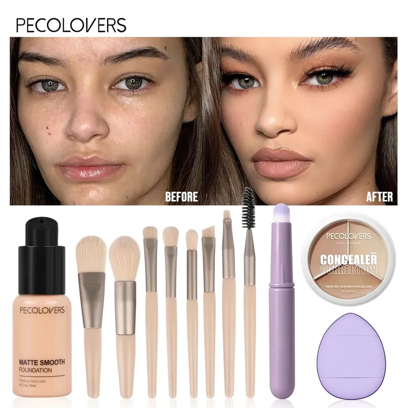 12PCS/Set Facial Makeup Set‑Waterproof Covers Dark Circles Acne Marks and More Natural Matte Finish Ideal Gift for Halloween