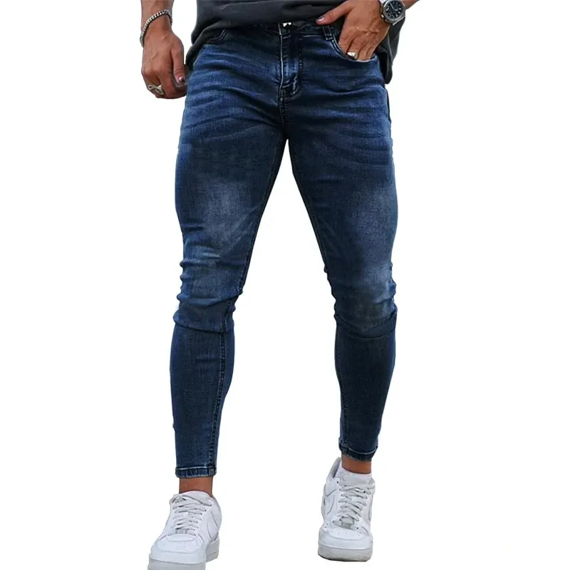 Mens Skinny Jeans Solid Color High Stretch Denim Trousers Casual Daily For Office Parties Male Cowboy Pants — image 6