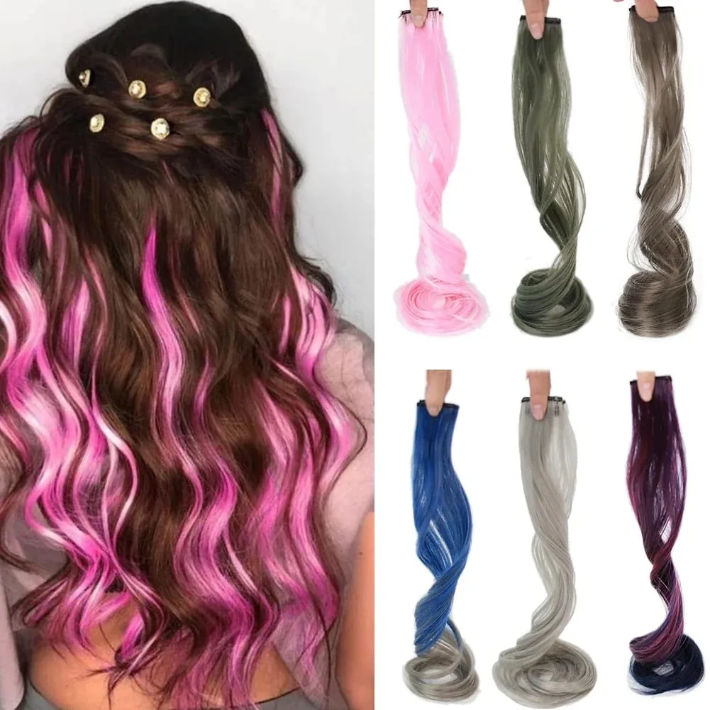 Colored Large Wave Long Curly Wig Ear Hanging Dye Hair Extensions Invisible High Temperature Silk Synthetic Wig Patch — image 2