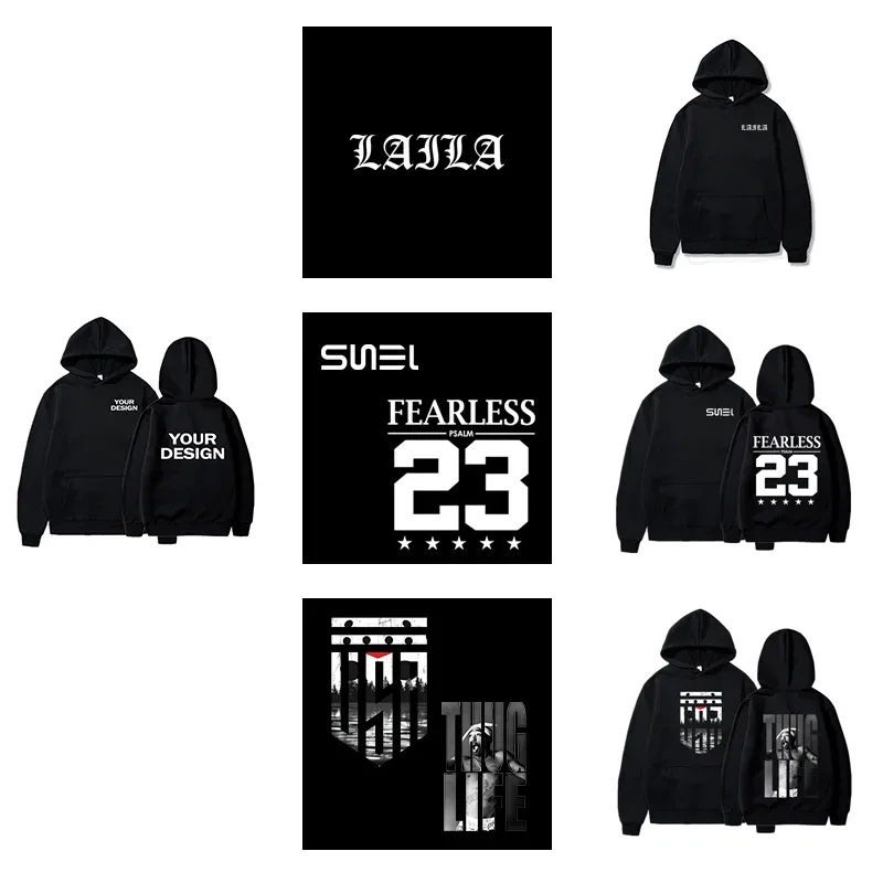 Sweat à capuche à manches longues pour hommes et femmes, imprimé personnalisé, ample, tenue décontracté, couleur unie, personnalité, Streetwear — image 4