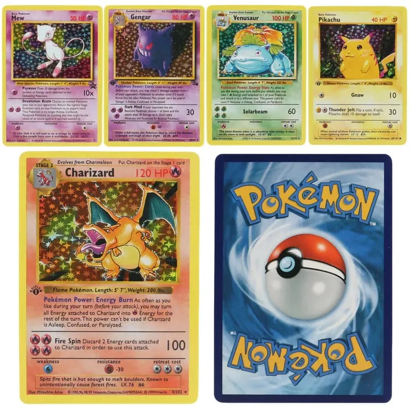 151Pcs/box 1996 year 1st Edition Pokémon card Rare Charizard Pikachu Mewtwo Blastoise Collecting card toys English version