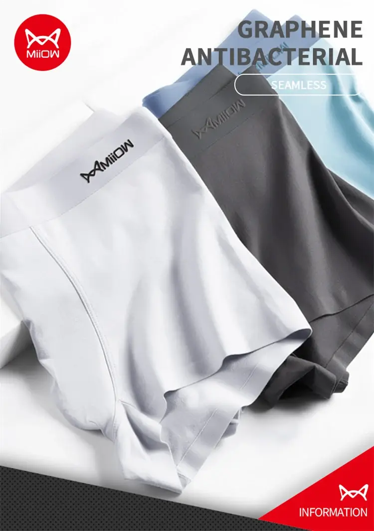 MiiOW 4-teiliges Baumwoll-Herren-Höschen-Set, atmungsaktives Mesh-Herren-Unterhose, antibakterielle Graphen-Unterwäsche für Herren, Boxershorts, L-5XL — image 1
