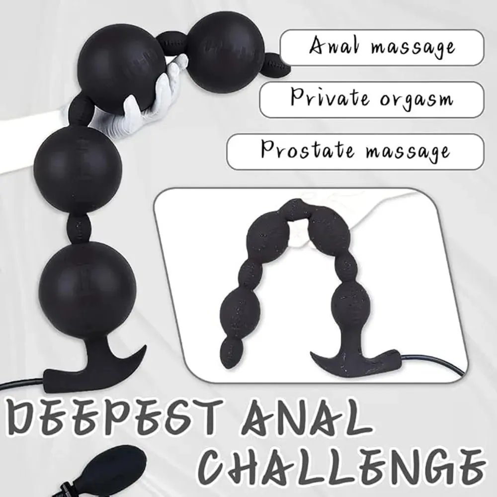 Extra dlouhé nafukovací anální korálky Dildo na zadek Obrovský silikonový nastavitelný rozměr Velký tlustý korálek se 4 kuličkami s T-base Sexuální hračky pro dospělé