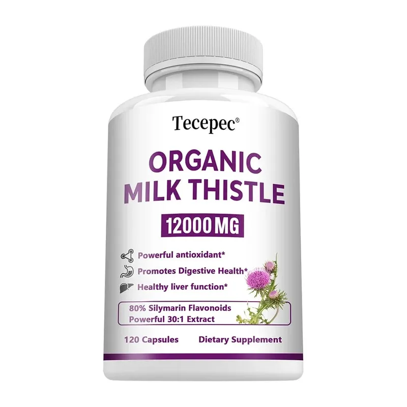 Organic Milk Thistle Extract 12000mg Capsules Liver Digestive Health Supports Liver Function Antioxidant Non-GMO Vegetarian