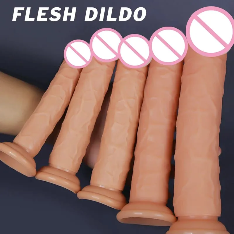 Realistic Flesh Colored Silicone Dildo with Suction Cup Soft Butt Plug Adult Sex Toy for Women And Men Realistic Soft Dildo — image 2