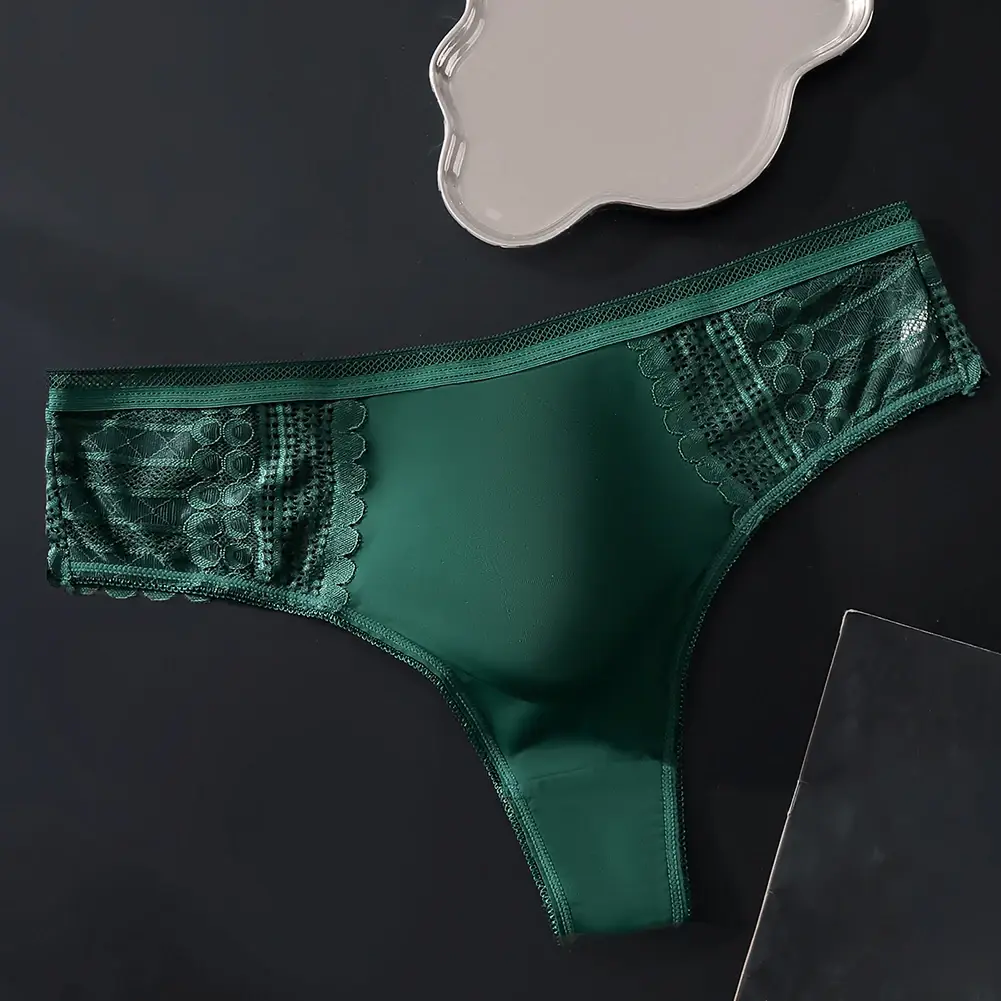 1pc Männer Sexy Spitze Slip Nahtlose Eis Seide G-String Unterwäsche 3D Ausbuchtung Beutel Solide Tanga Hohe Elastische Atmungsaktive höschen — image 9