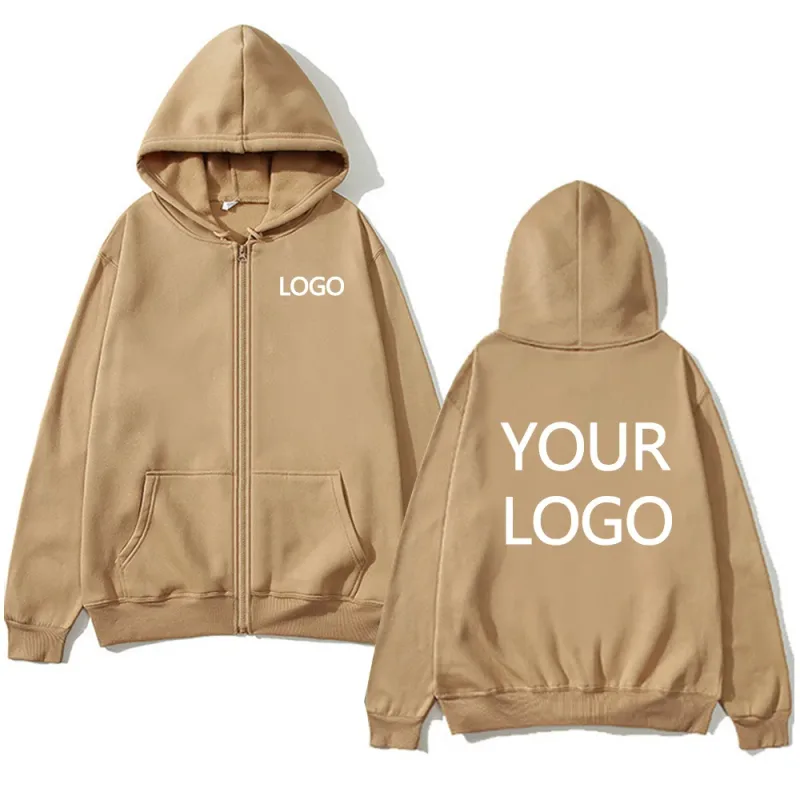 DIY Personalised customised logo men's street hoodie zip front sports sweatshirt women's casual knitted hoodie couple's gift — image 3