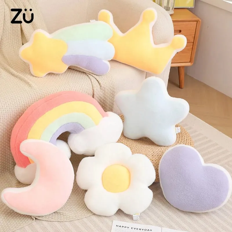 Rainbow Wish Star Moon Plush Pillow Colorful Crown Cloud Soft Toy Pillow Cushion Sofa Home Decoration Throw Pillows — image 2