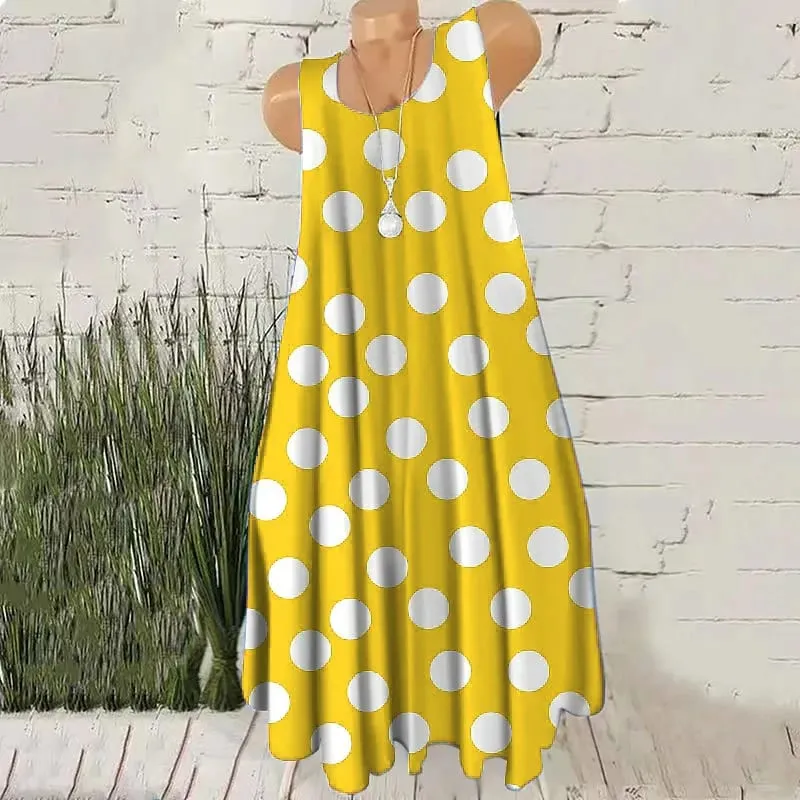 Round Dot Pattern Fashion Women Mini Dresses Summer Sleeveless 3D Printing Street Ladies Trend Dress 3XL Plus Size Casual Dress — image 4