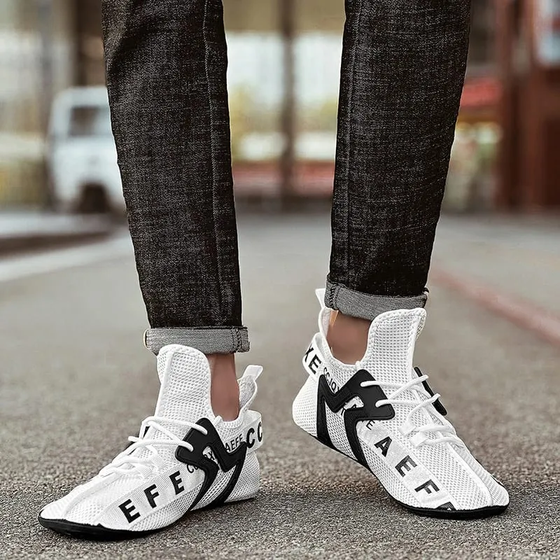White Sneakers Men High Top Comfortable Breathable Mesh Casual Shoes Socks Shoes Big Size 47 Outdoor Walking Shoes for Men — image 6