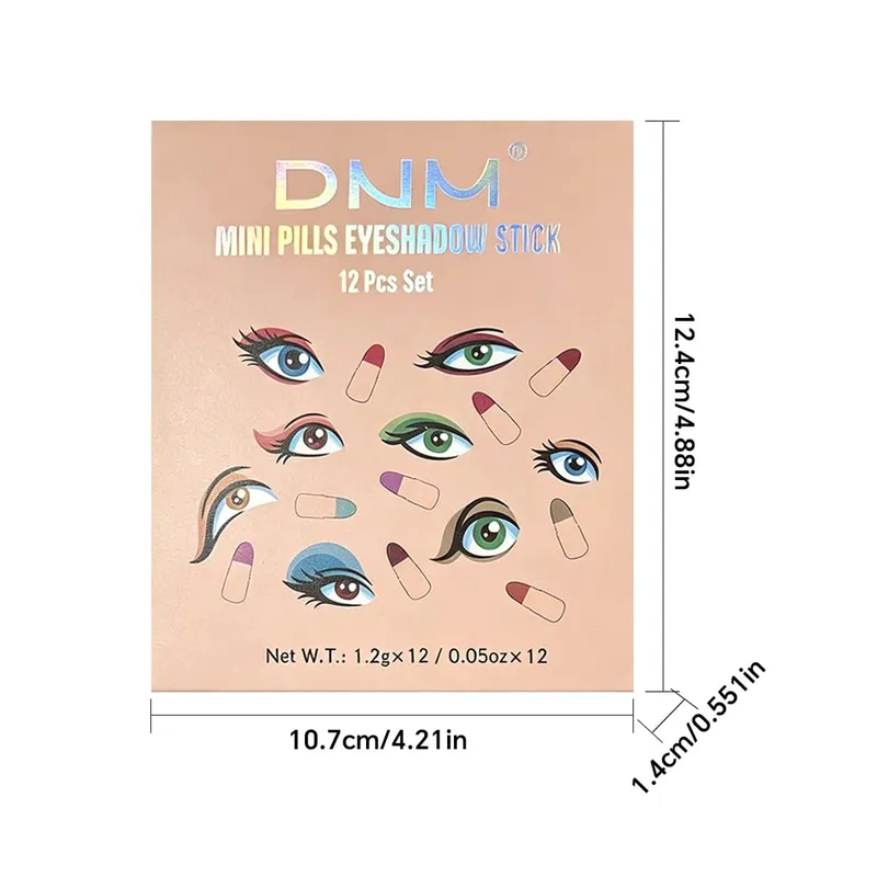 DNM 12 Color Makeup Set Capsule Eye Shadow Stick Durable And Easy To Color Pearl Light Shiny And Sleeping Silkworm Brightenin