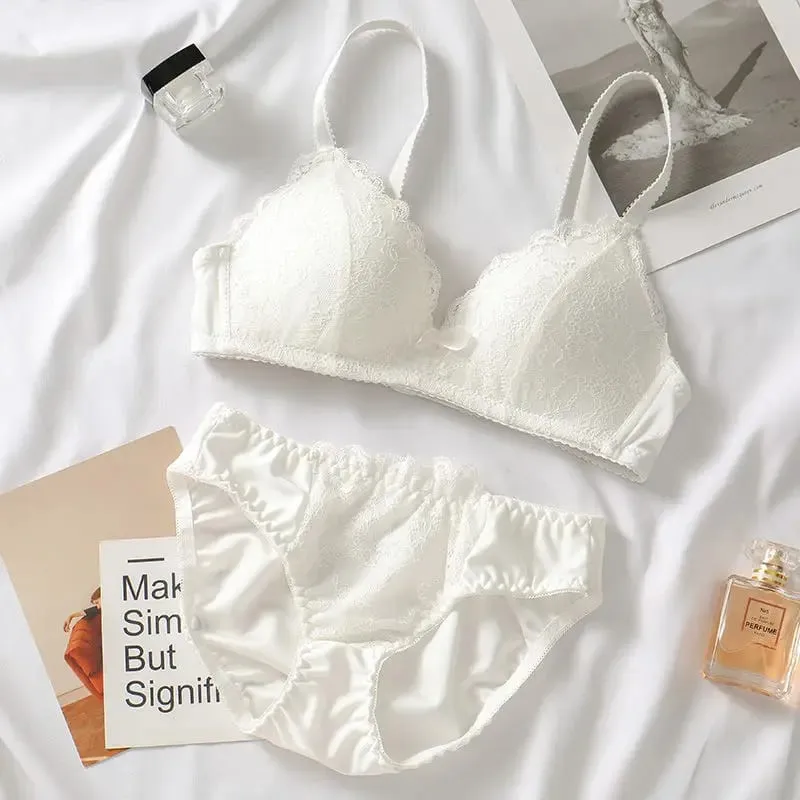 Lace Lingerie 2 Pieces Women Underwear Set 3/4 Cup Plus Size Bras Panty Brief Sets White Black Sexy Lingerie Seamless Bra Sets — image 7