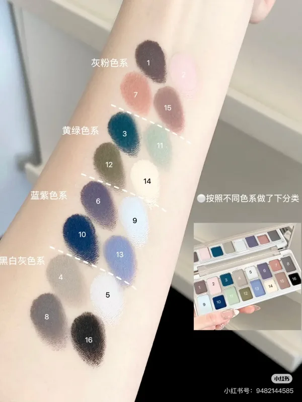 Cheeryep QianYan 16 Colors Eye Shadow Palette Pink Brown Cowboy Blue Smoky Multicolor Matte Pearl Y2K Eye Makeup — image 9