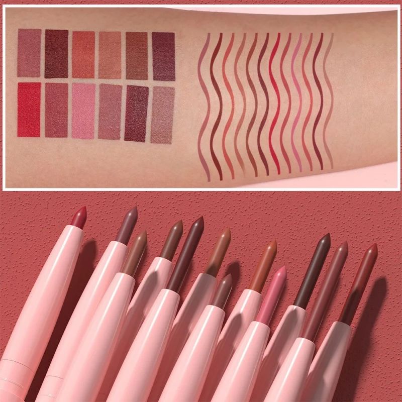 12 Kinds Of Waterproof Lip Liner In Different Colors Matte Finish Easy Coloring Non Fade Color Rendering Lip Gloss Beauty