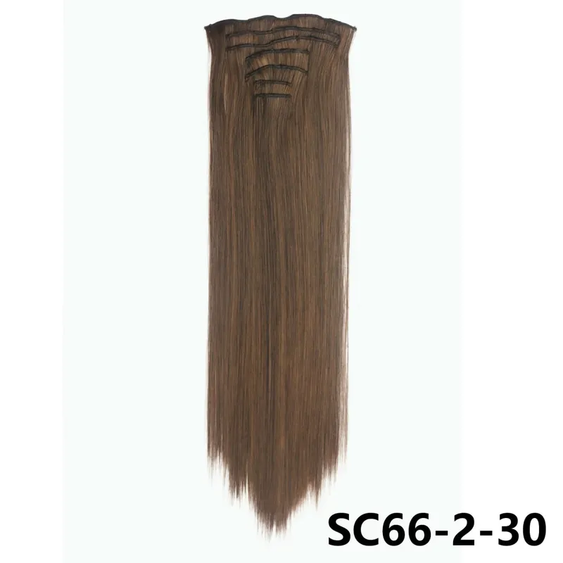 Long Straight Synthetic 16 Clips In Hair Extensions 7Pcs/Set High Temperature Fiber Black Brown Blonde Hairpiece For Women — image 13