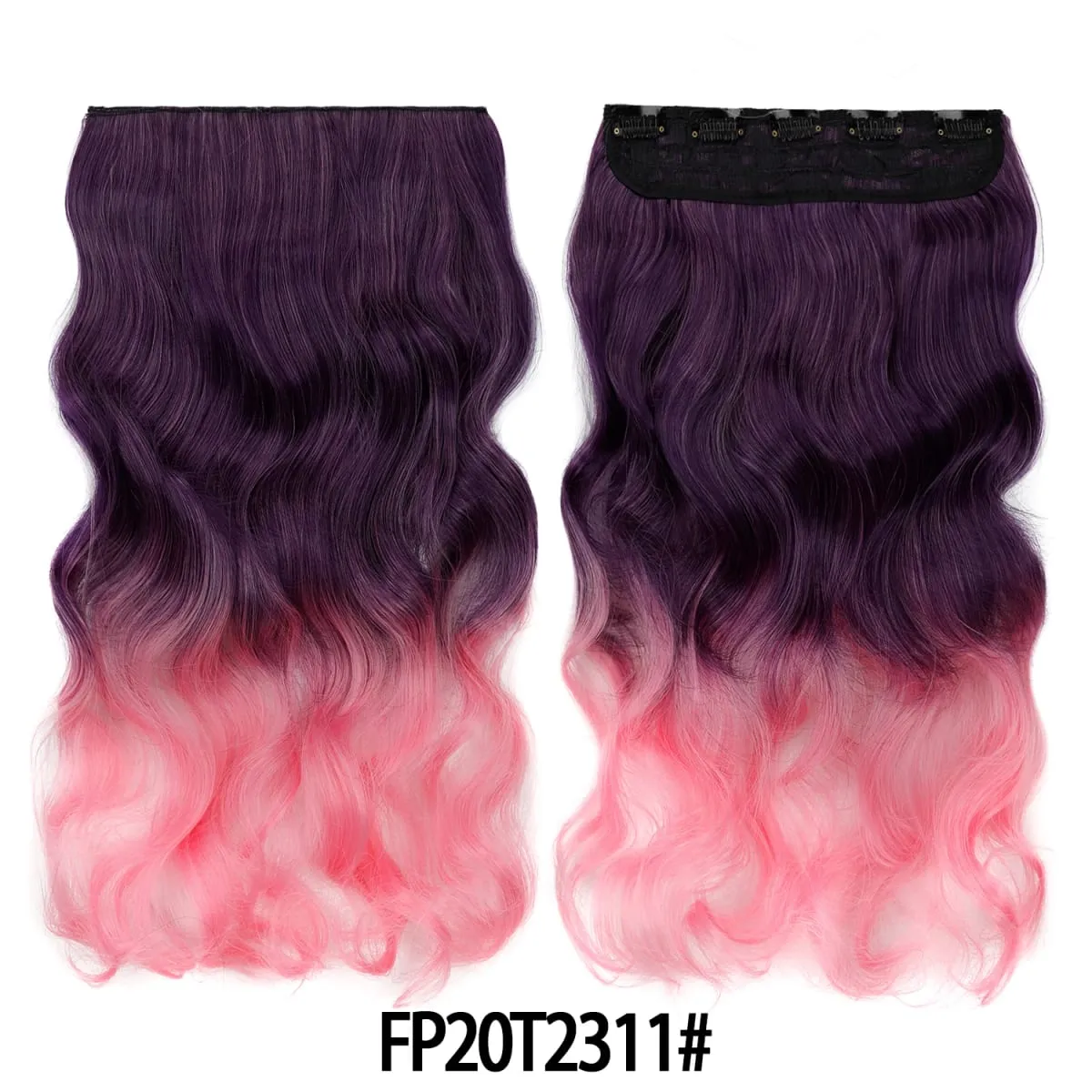 Jeedou One Piece 5 Clips Wavy Ombre Clip In Hair Extensions Long Water Wave Συνθετικά Σγουρά Μαλλιά Κομμάτι Rainbow Χρωματιστά Μαλλιά — image 12
