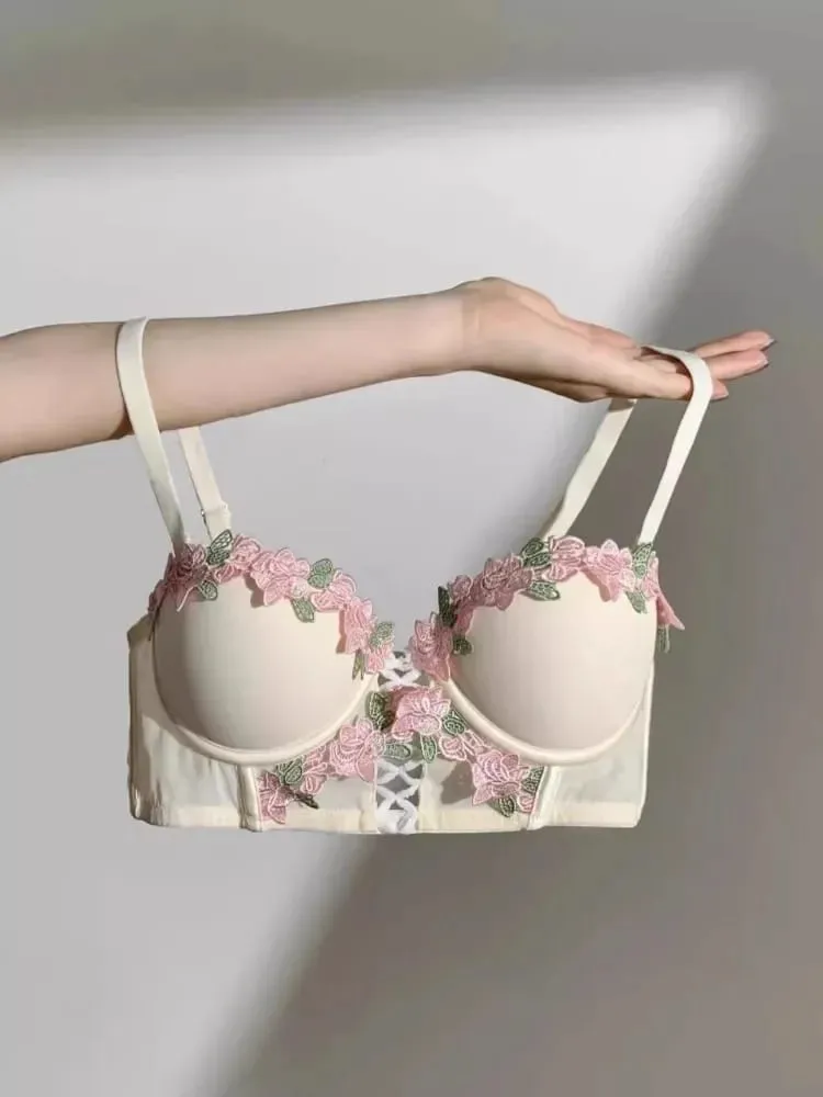 Japanese Kawaii Bralette Set for Small Bust Summer Wireless Lingerie Ultra-Thin Pure & Sensual Snug Fit Bra No Steel Rings — image 4