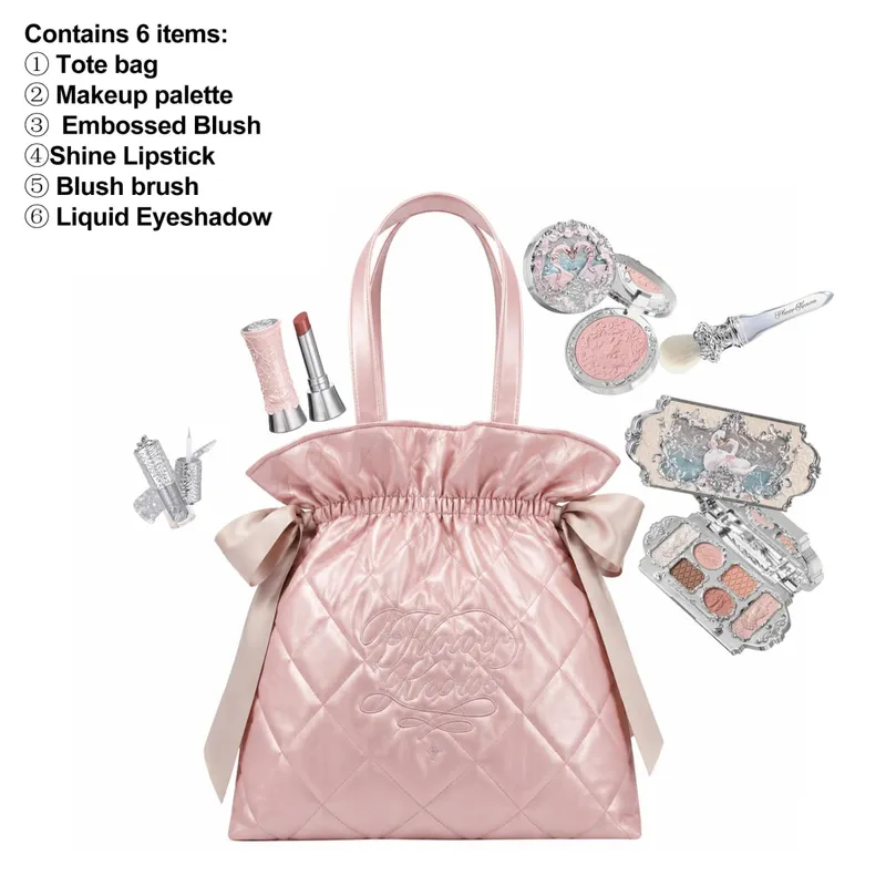 Flower Knows Limited Edition Diamond Pattern Tote Bag Makeup Set Eyeshadow Concealer Blush Eyeliner Lipstick Beauty Collection