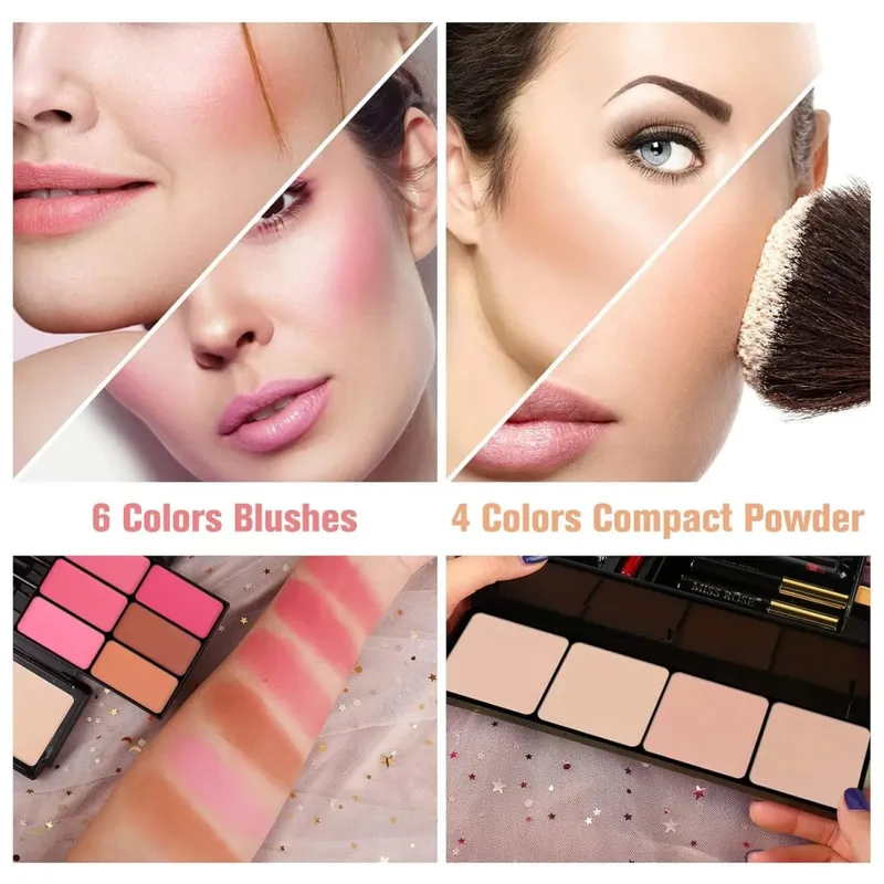 All-in-One Makeup Kit Color Spirit Professional Matte Shimmer Eyeshadow Lipstick Blush Waterproof with Brushes Mirror Case
