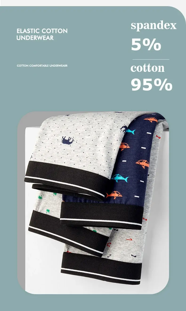 4Pcs/Lot Boxer Shorts Men Underwear Cotton Underpants Comfortable Breathable Male Trunk U Convex Print Panties High Quality — image 4