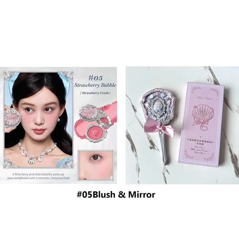 Makeup Gift Set Flowerknow Shell's Jewel Eyeshadow Blush Lip Glaze Setting Powder Correcting Primer For Women Full Kit