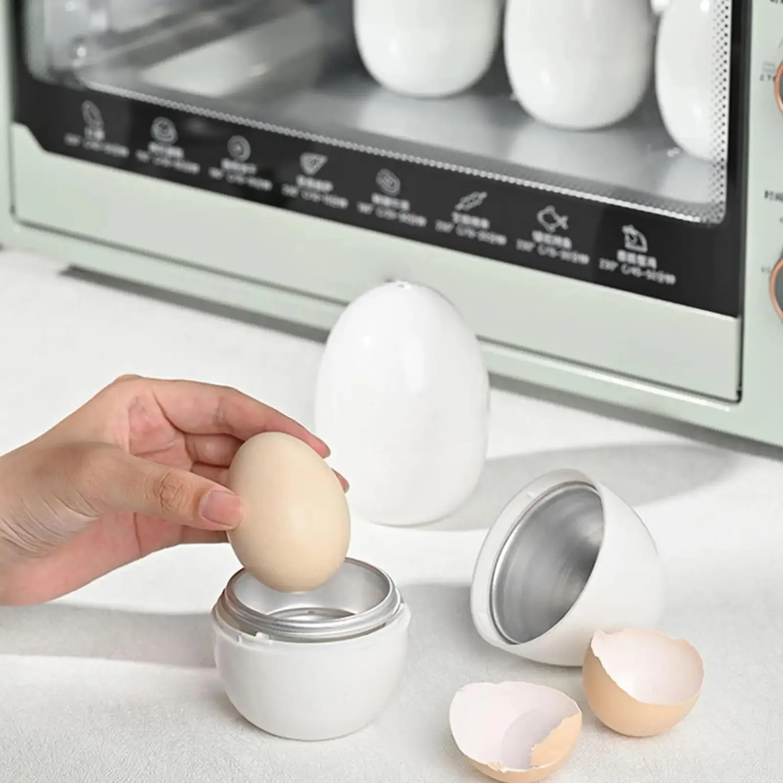 Pengukus Telur Microwave Pemburu Telur Rebus dengan Tutup Pengukus Telur untuk Telur Rebus Keras Lembut Peralatan Dapur untuk Merebus Telur Cepat — image 7