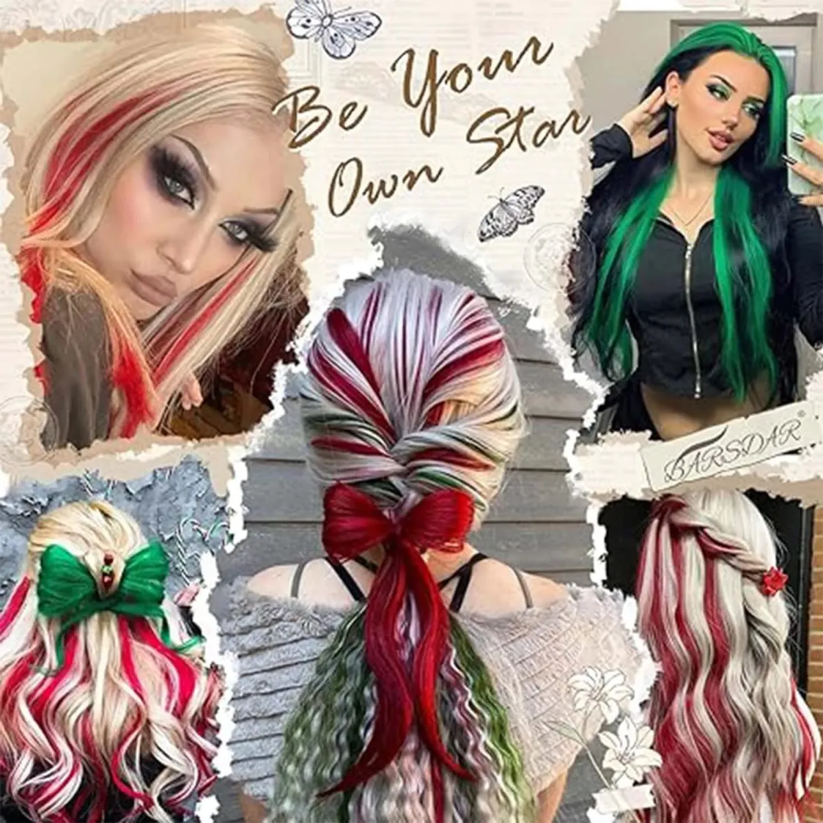 10 PCS Highlights Clip-in Synthetic Hair Extensions Hair Accessories Hairpiece for Girls Women Party Favor Cosplay Gift 22 Inch — image 8
