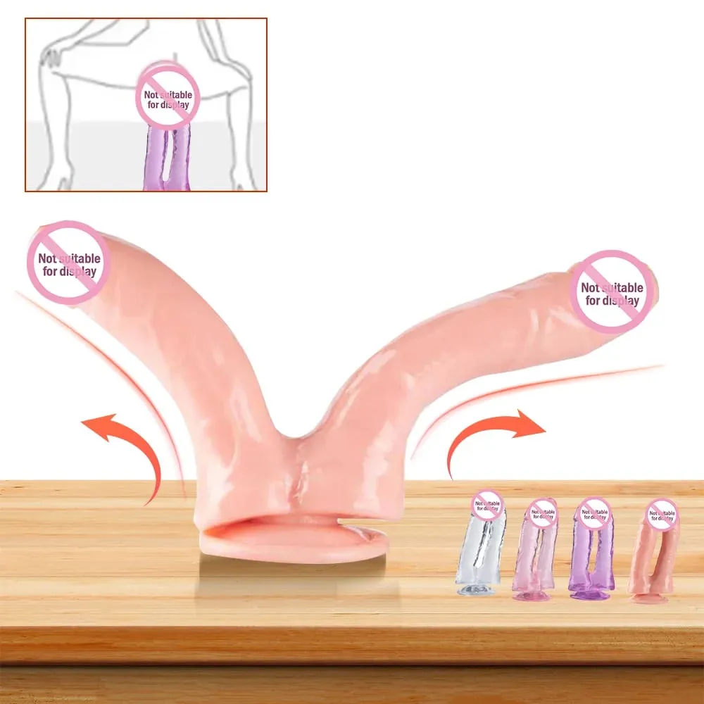 Double Ended Dildo Sex Machine Realistic Dildo With Suction Cup G-spot Orgasm Anal Plug Sex Toy for Women JoinJJtoy — image 2