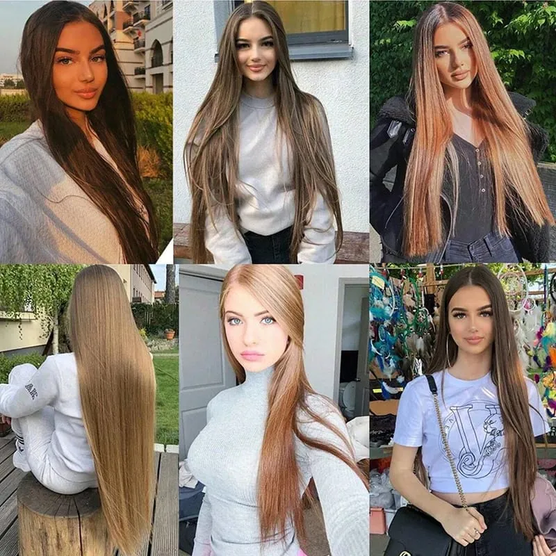 Straight Hair Extension with Invisible Synthetic Natural Straight Hairpiece for Women Long Straight Hair Piece with Fishing Line — image 7