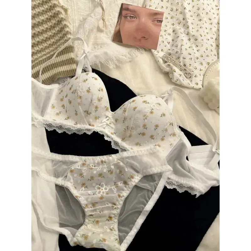 Sexy Floral Bralette For Small Chest Wireless Push Up Bra Anti Sagging Adjustable Comfort Lingerie Teens Girls Underwear — image 3