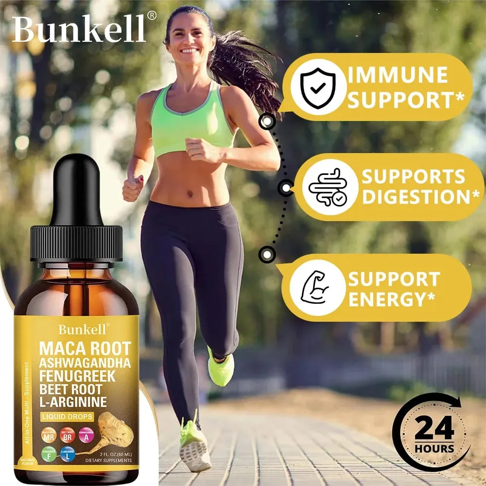 Bio maca gyökér folyékony cseppek ashwagandha görögszéna répa gyökérrel és L-arginin folyékony multivitaminnal nőknek és férfiaknak — image 6