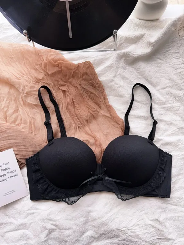 Kırmızı Yarım Fincan Dantel Sutyen Seti Küçük Sandıklar için Ayarlanabilir Destek Anti-Sarkma Push Up Seksi iç çamaşırı seti Kadın Doğum Günü Hediyesi — image 10