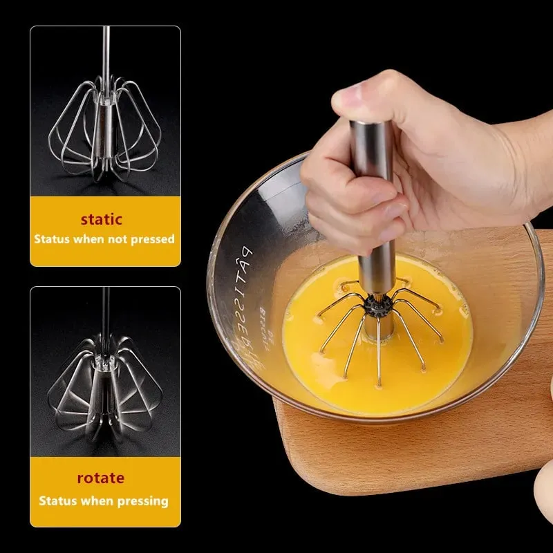 Household Semi-Automatic Rotating Egg Beater Stainless Steel Turning Cream Utensils Whisk Manual Mixer Kitchen Egg Tool — image 6