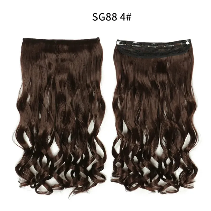 Long Straight Curly One Piece 5clips Clip-in Extensions 22Inch Heat Resistant Hairstyles Colour Mix Blonde Hair Piece For Women — image 49