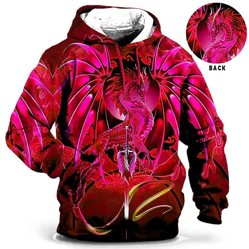 Men's Hoodie for Men Clothing 3D Printed sweatshirts outdoors Dragon Fashion Daily Autumn Long Sleeve Hoodies — image 2