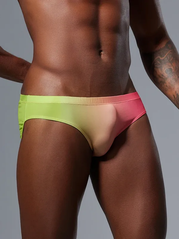 Roupa íntima triangular masculina com design fino de seda gelada, secagem rápida, alta elasticidade, cintura baixa, sexy, ajuste fino, moda jovem