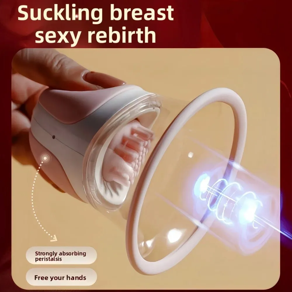 Breast Enlargement Suction Vibrator Rotating Tongue Licking Vacuum Pump chest Massager Nipple Stimulation Masturbator Sex — image 3