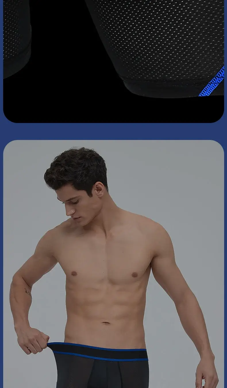 Bullet-Type Separated Sports Underwear for Men in Summer Thin Ice Silk Long Boys Running Extended Anti-Wear Leg Boxer Briefs — image 1
