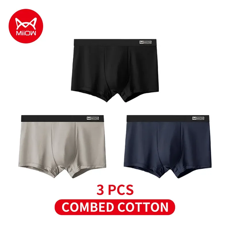 MiiOW 3Pcs Organic Cotton Men Underwear Boxer Shorts Antibacterial Seamless Underpants Male Panties Gift For Men Boxershorts New — image 37
