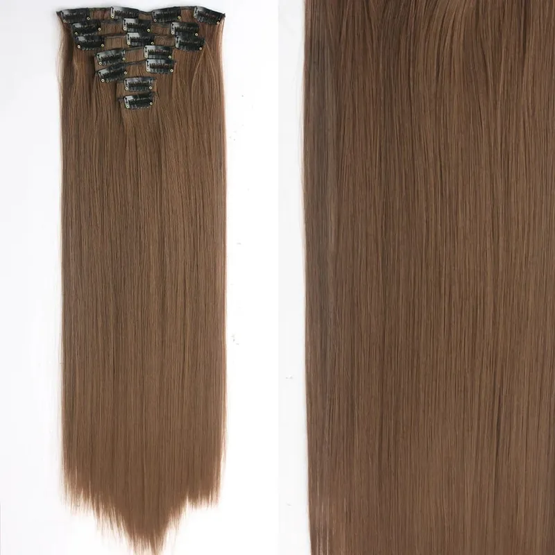 16 Clips 7Pcs/Set Hair Extensions Long Wavy Hairstyle Natural Synthetic Black Blonde Hairpieces Heat Resistant For Women — image 32