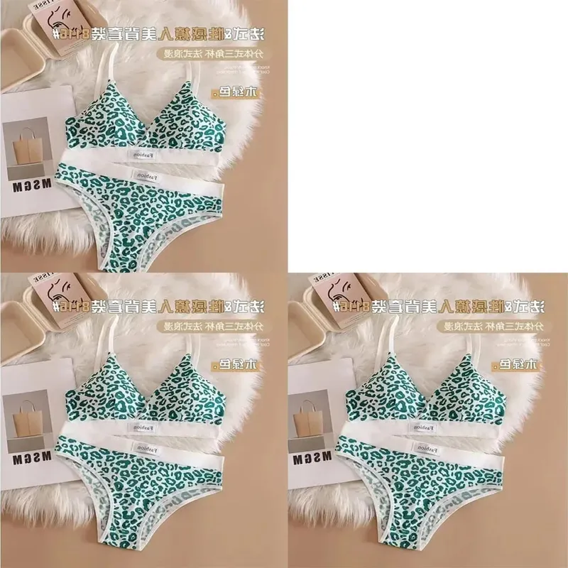 1/3/8Pcs Seamless Bra Set Low Waist Panties Leopard Bralette Sexy Lingerie Set Vneck Sport Brassiere Female Cotton Underwear Set — image 13