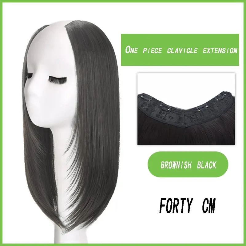 LM Synthetic Hair Extensions Long Straight U-Shaped Half Wig for Women Female Natural Black Blonde Hairpiece — image 8