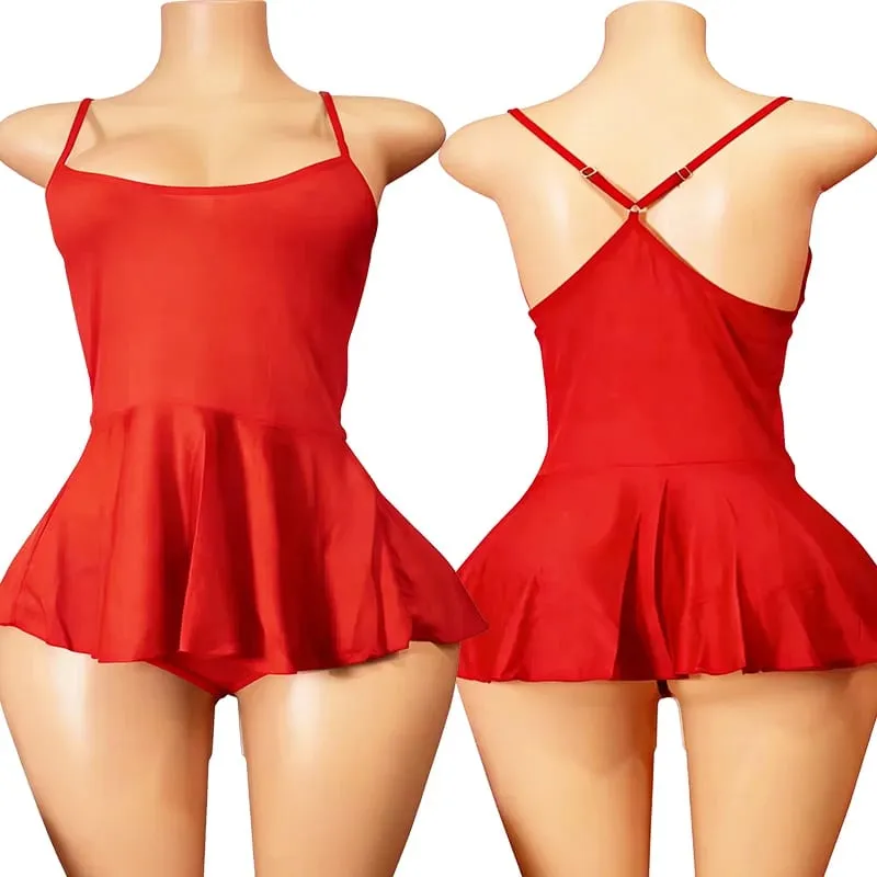 Màu Đỏ Gợi Cảm Crotchless Váy Đầm Cho Nữ Mùa Hè Hở Lưng Mini Váy Ngủ Trơn Trượt Áo Vestidos Y2k Quần Áo Trang Phục Dạ Hội