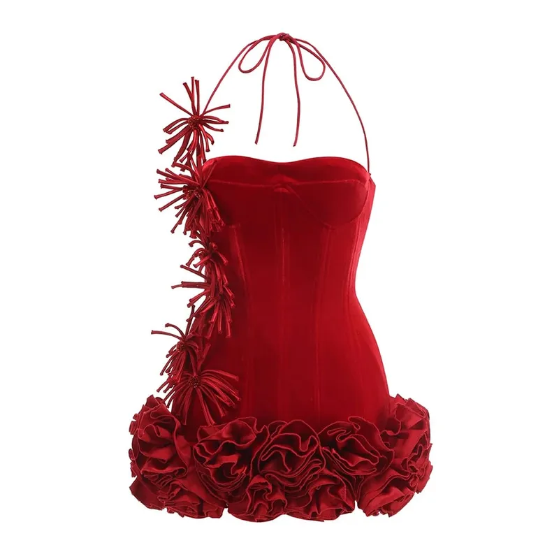 VC Chic Halter Sleeveless Style Corset Mini Dress with Unique Embellishments for a Special Night Out Evening Gown — image 11