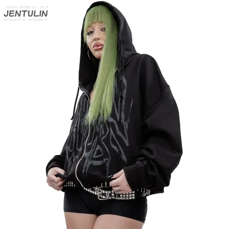 Y2K Retro Hoodie Men's Satan Club Print STNCLB Zip Pullover Sweatshirts High Street Hip Hop Streetwear Oversized Clothing Jacket — image 12